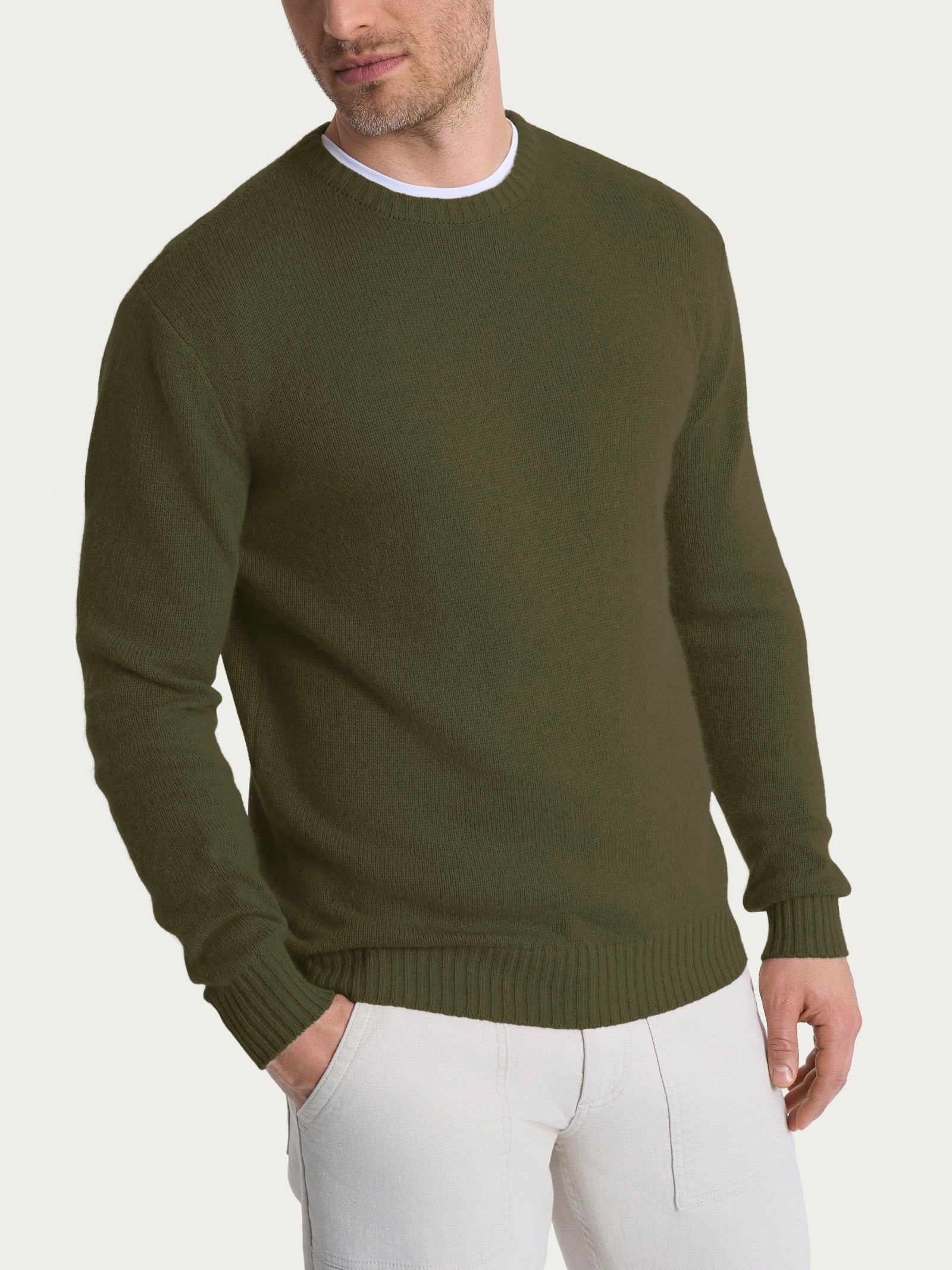 Pull girocollo in Natural Soft  Verdi Uomo - Ragno