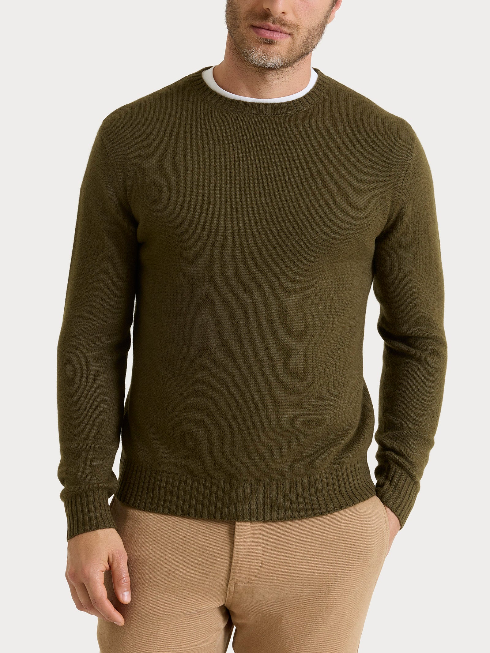 Pull girocollo in Natural Soft  Verdi Uomo - Ragno