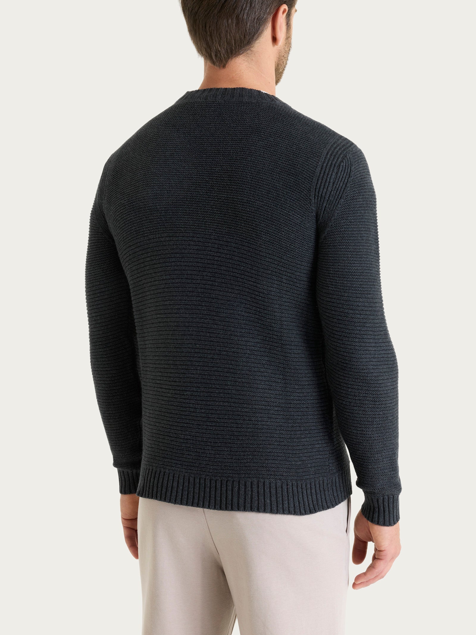 Pull girocollo leggero in Winter Cotton Neri Uomo - Ragno