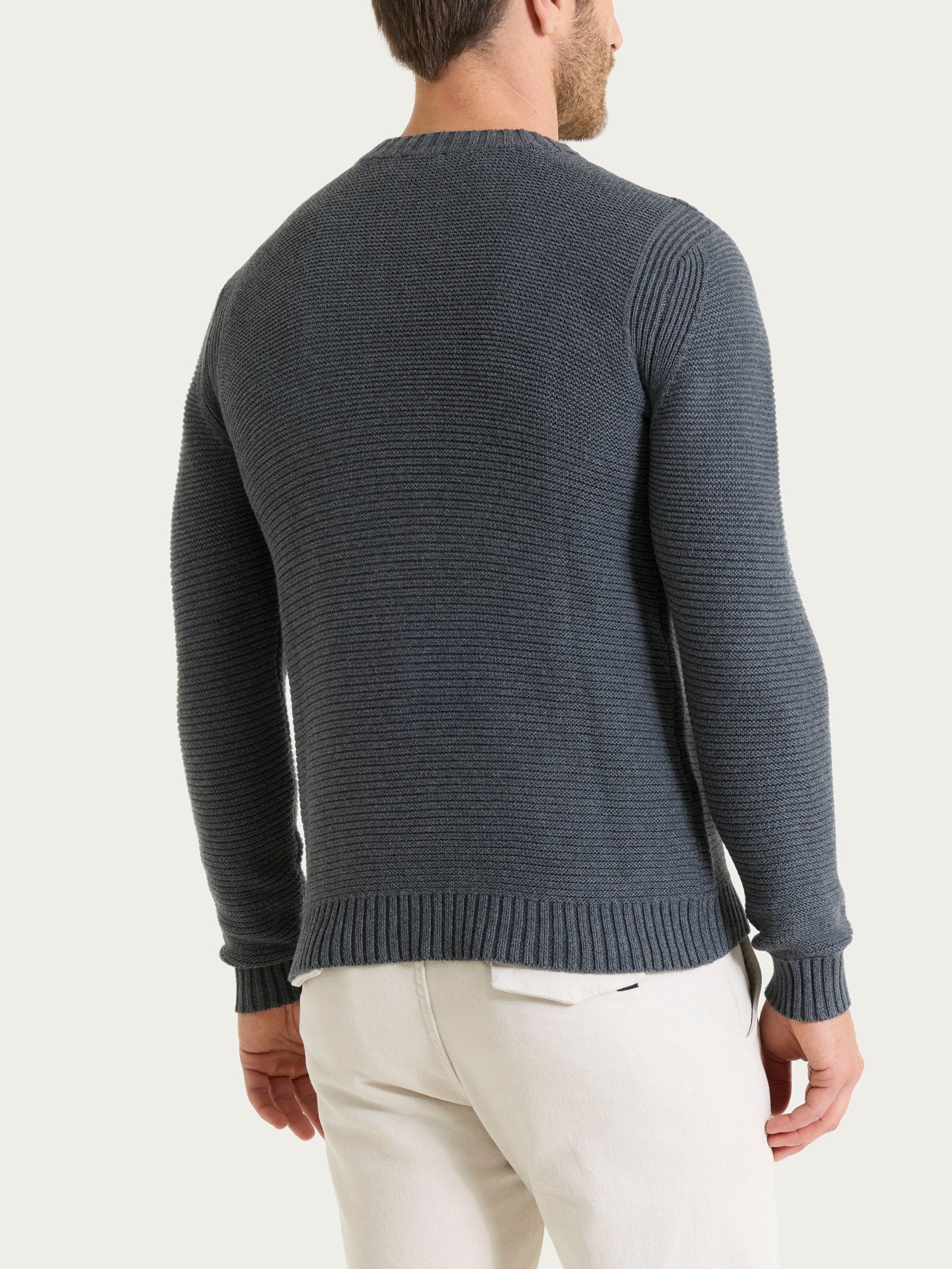 Pull girocollo leggero in Winter Cotton Neri Uomo - Ragno