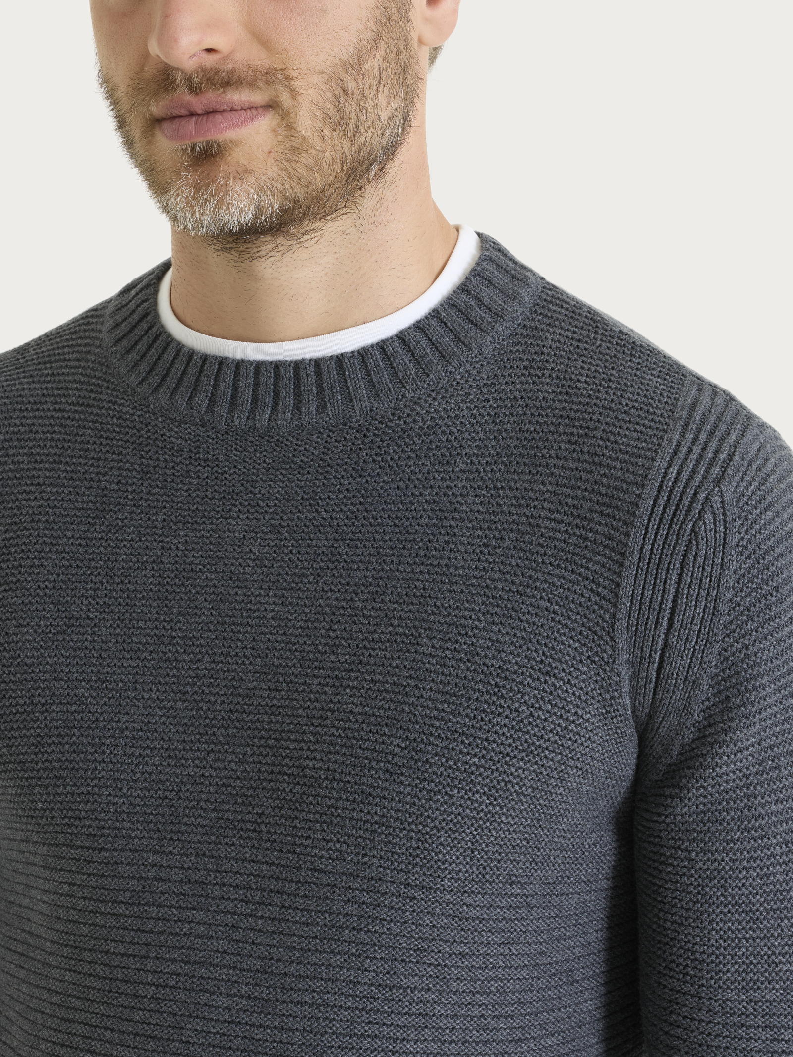 Pull girocollo leggero in Winter Cotton Neri Uomo - Ragno