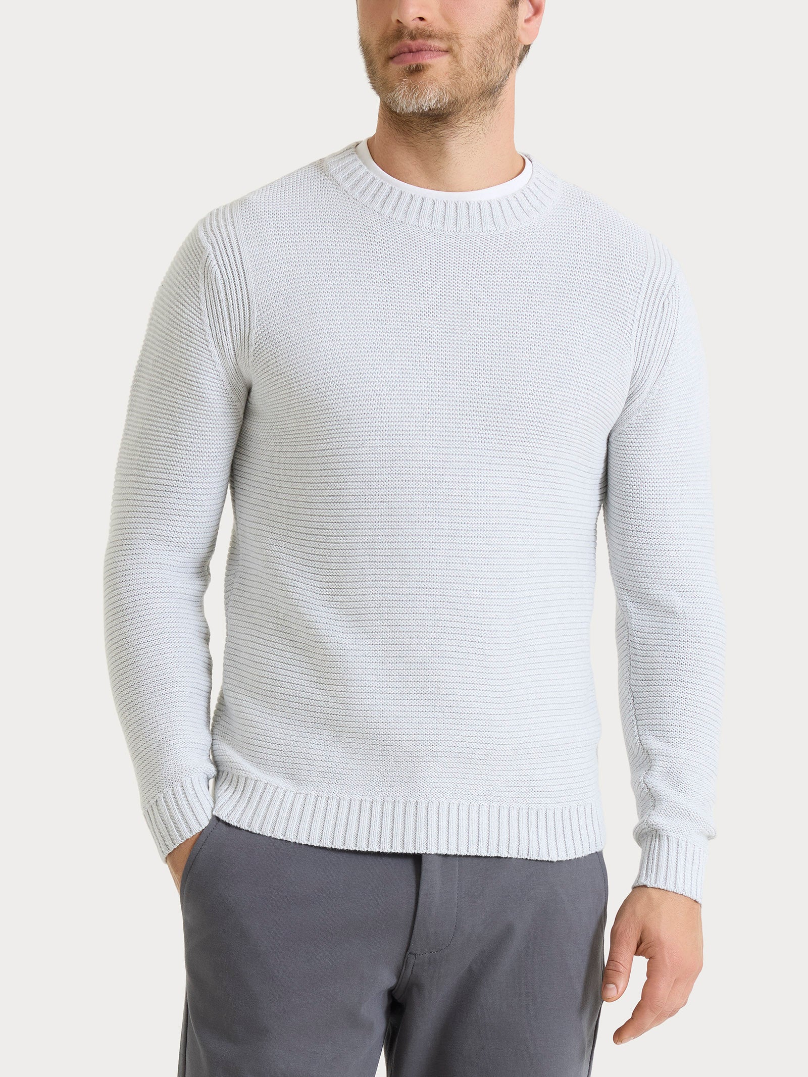 Pull girocollo leggero in Winter Cotton Grigi Uomo - Ragno