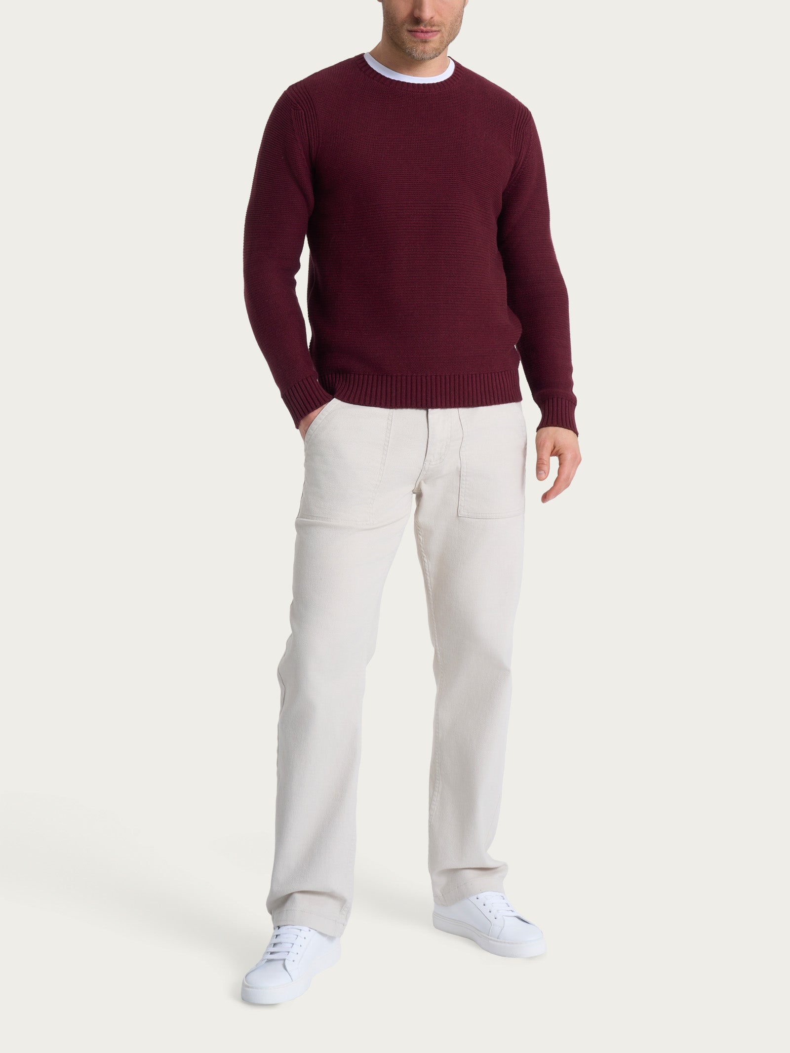 Pull girocollo leggero in Winter Cotton Viola Uomo - Ragno