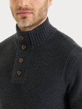 Lupetto leggero con zip e bottoni in Winter Cotton Neri Uomo - Ragno