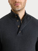 Lupetto leggero con zip e bottoni in Winter Cotton Neri Uomo - Ragno