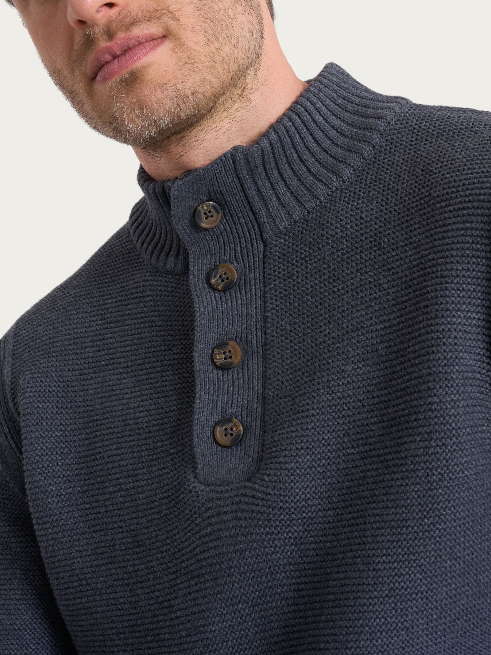 Lupetto leggero con zip e bottoni in Winter Cotton Neri Uomo - Ragno