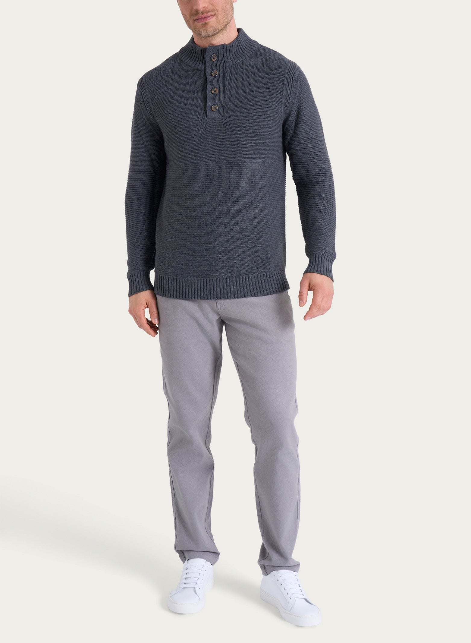 Lupetto leggero con zip e bottoni in Winter Cotton Neri Uomo - Ragno