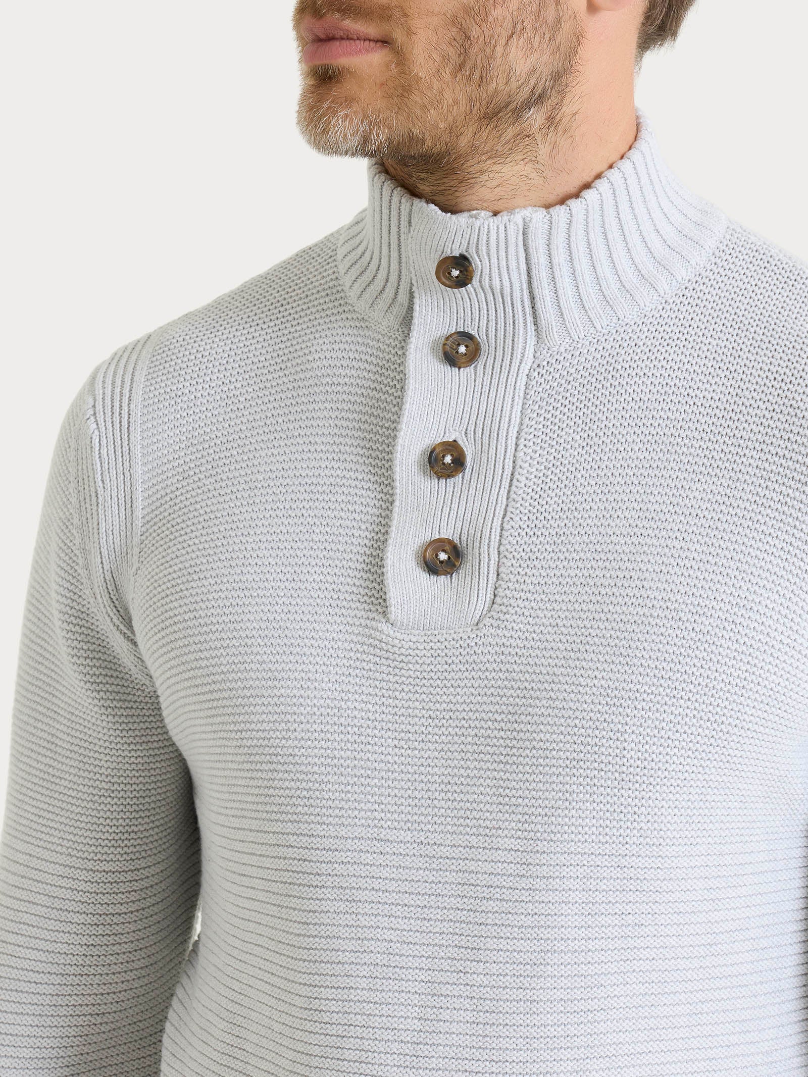 Lupetto leggero con zip e bottoni in Winter Cotton Grigi Uomo - Ragno