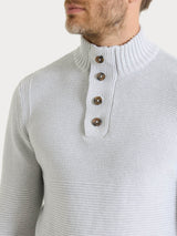 Lupetto leggero con zip e bottoni in Winter Cotton Grigi Uomo - Ragno