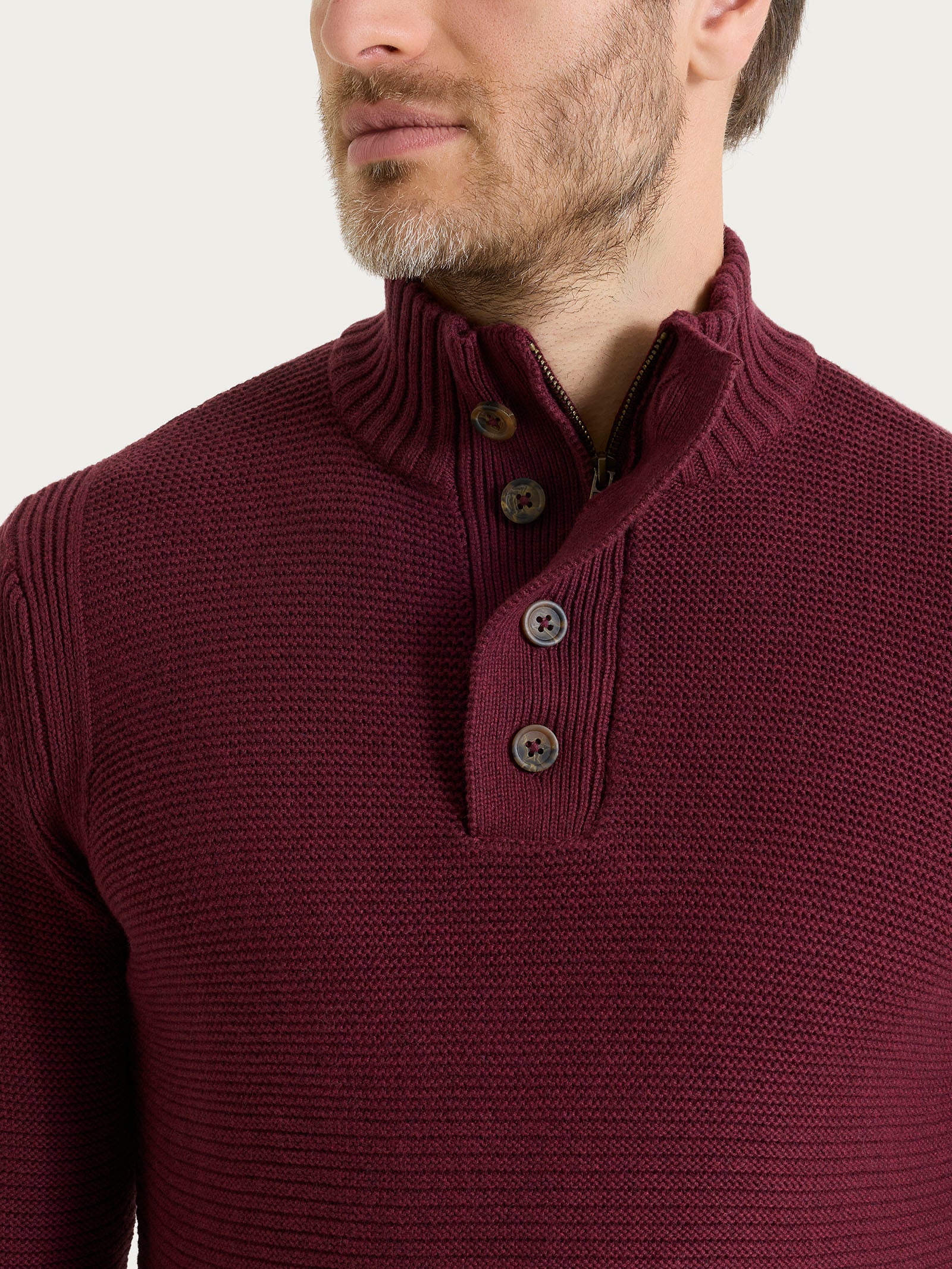 Lupetto leggero con zip e bottoni in Winter Cotton Viola Uomo - Ragno