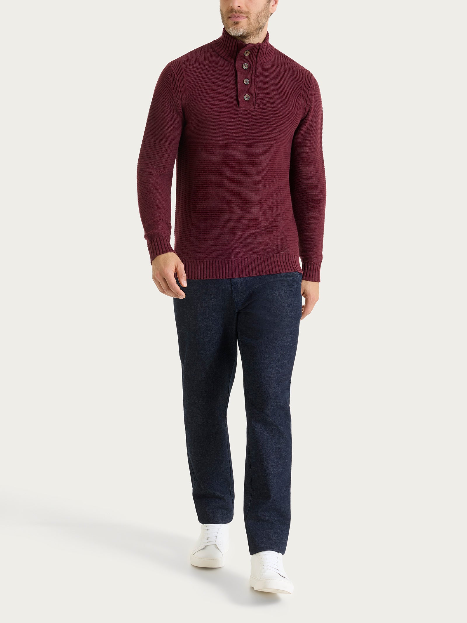 Lupetto leggero con zip e bottoni in Winter Cotton Viola Uomo - Ragno