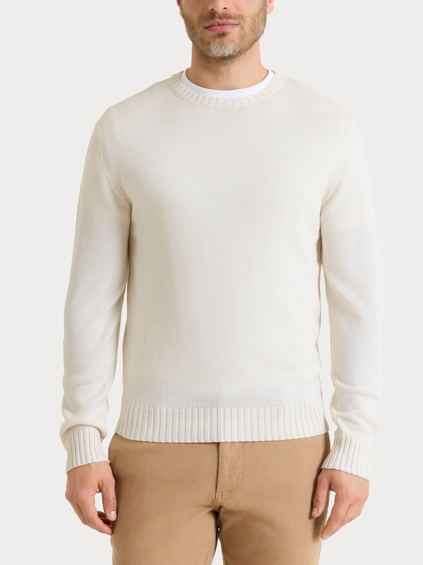 Pull girocollo in Merino Soft Bianchi Uomo - Ragno
