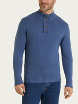 Lupetto con zip e bottoni in Merino Soft Azzurri Uomo - Ragno