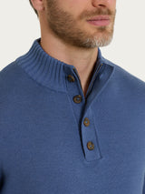 Lupetto con zip e bottoni in Merino Soft Azzurri Uomo - Ragno