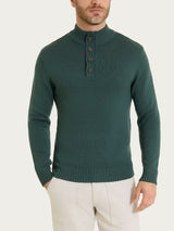 Lupetto con zip e bottoni in Merino Soft Verdi Uomo - Ragno