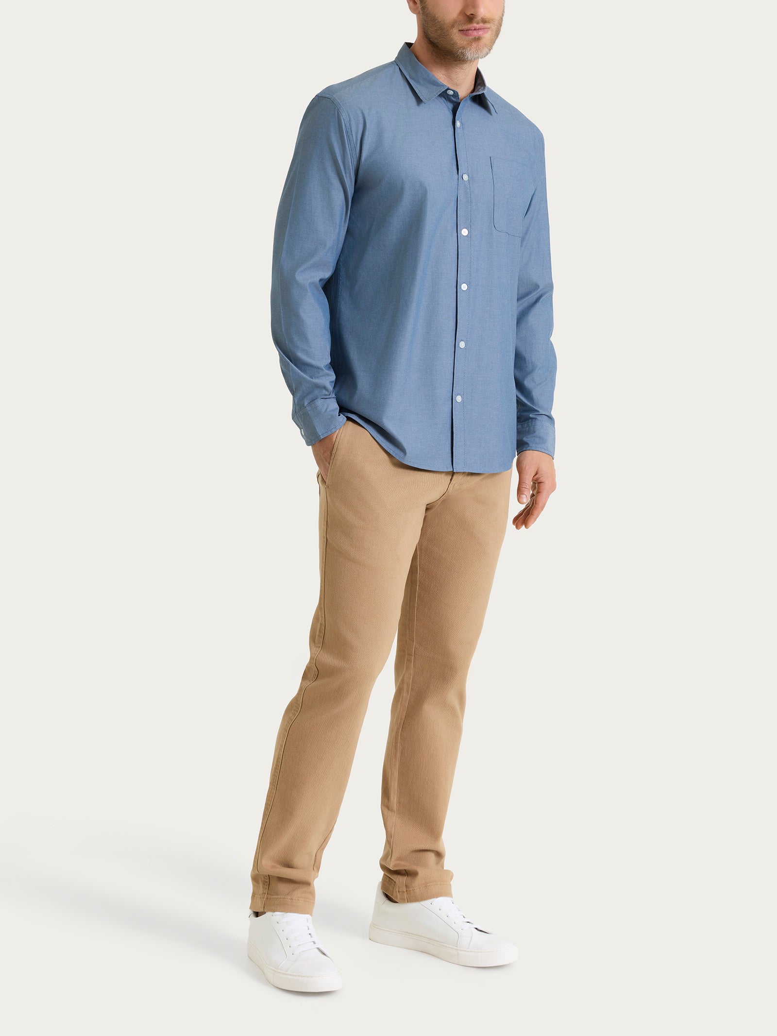Camicia classica in Oxford Double Twisted Blu Uomo - Ragno