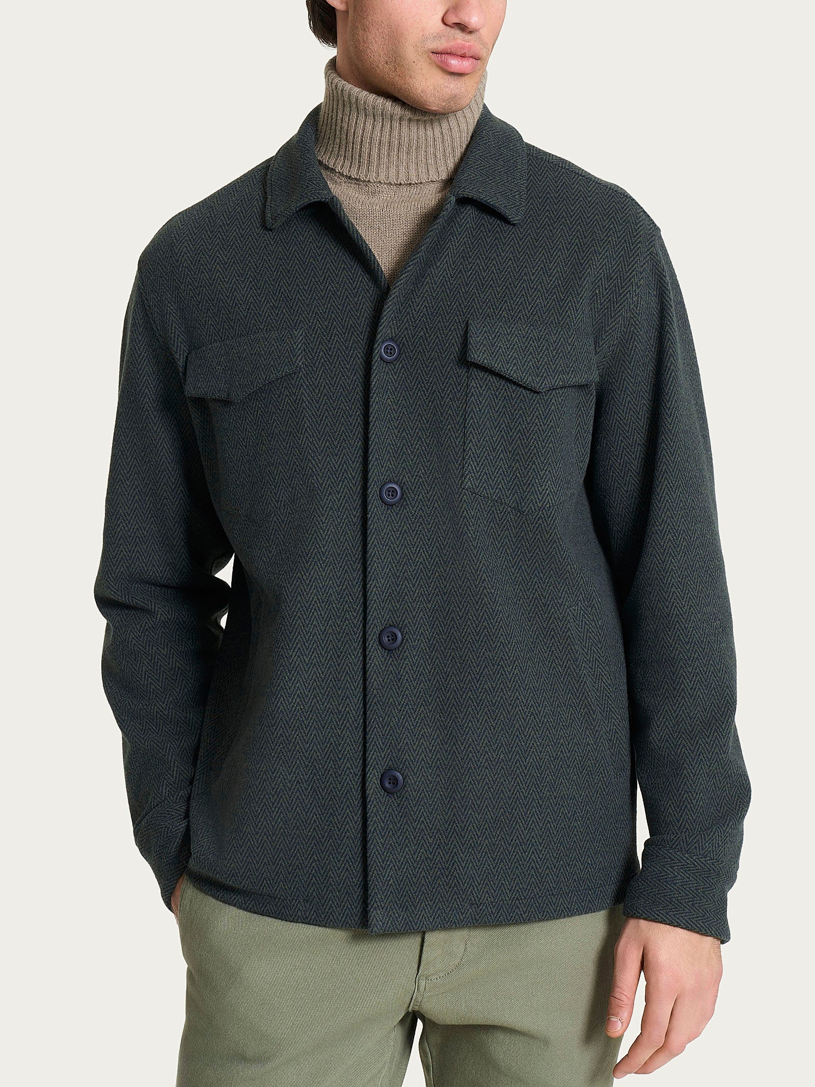 Shacket in Eco Jacquard Blu Uomo - Ragno
