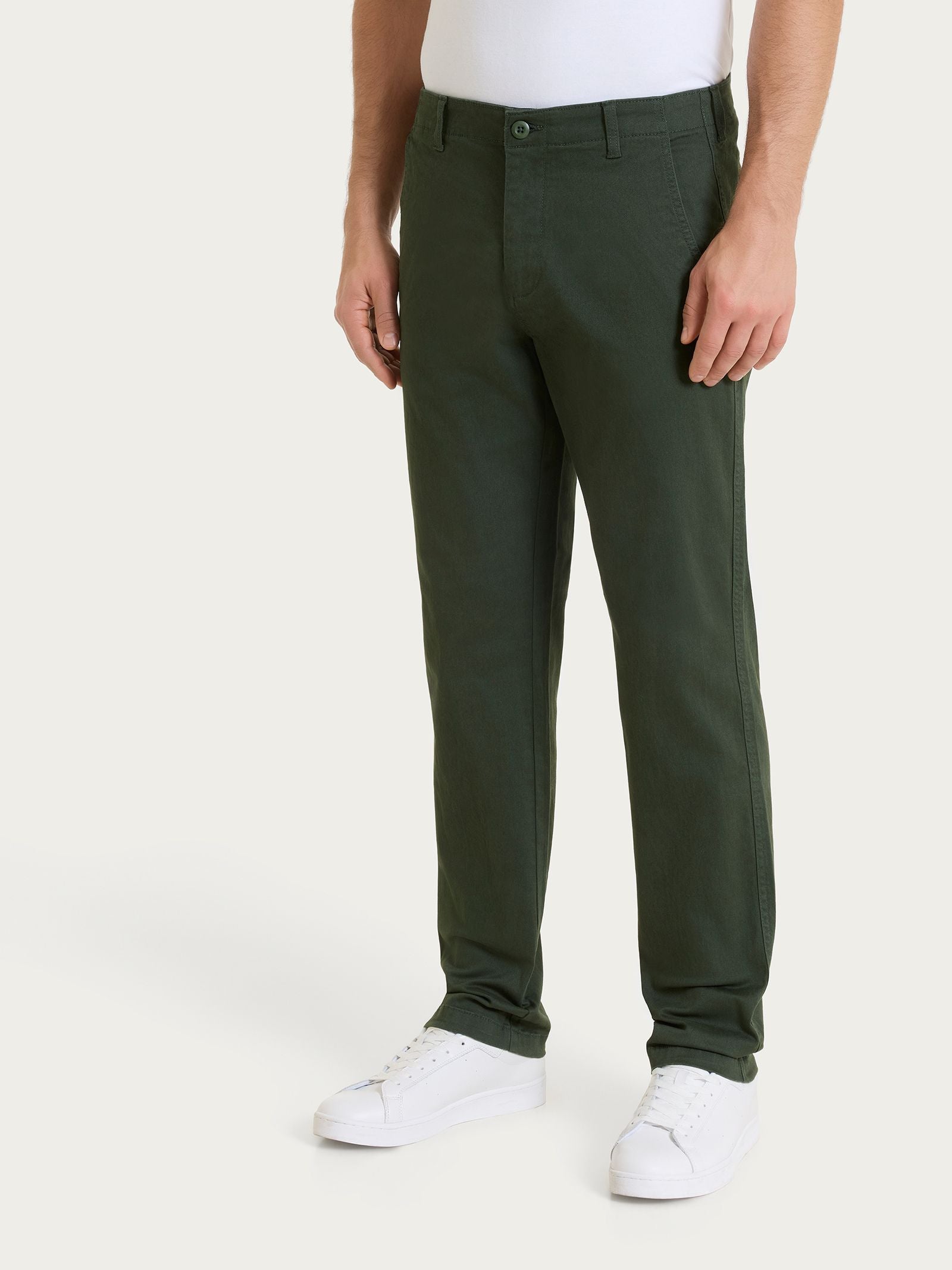 Pantaloni Chino in Twill di Cotone Verdi Uomo - Ragno