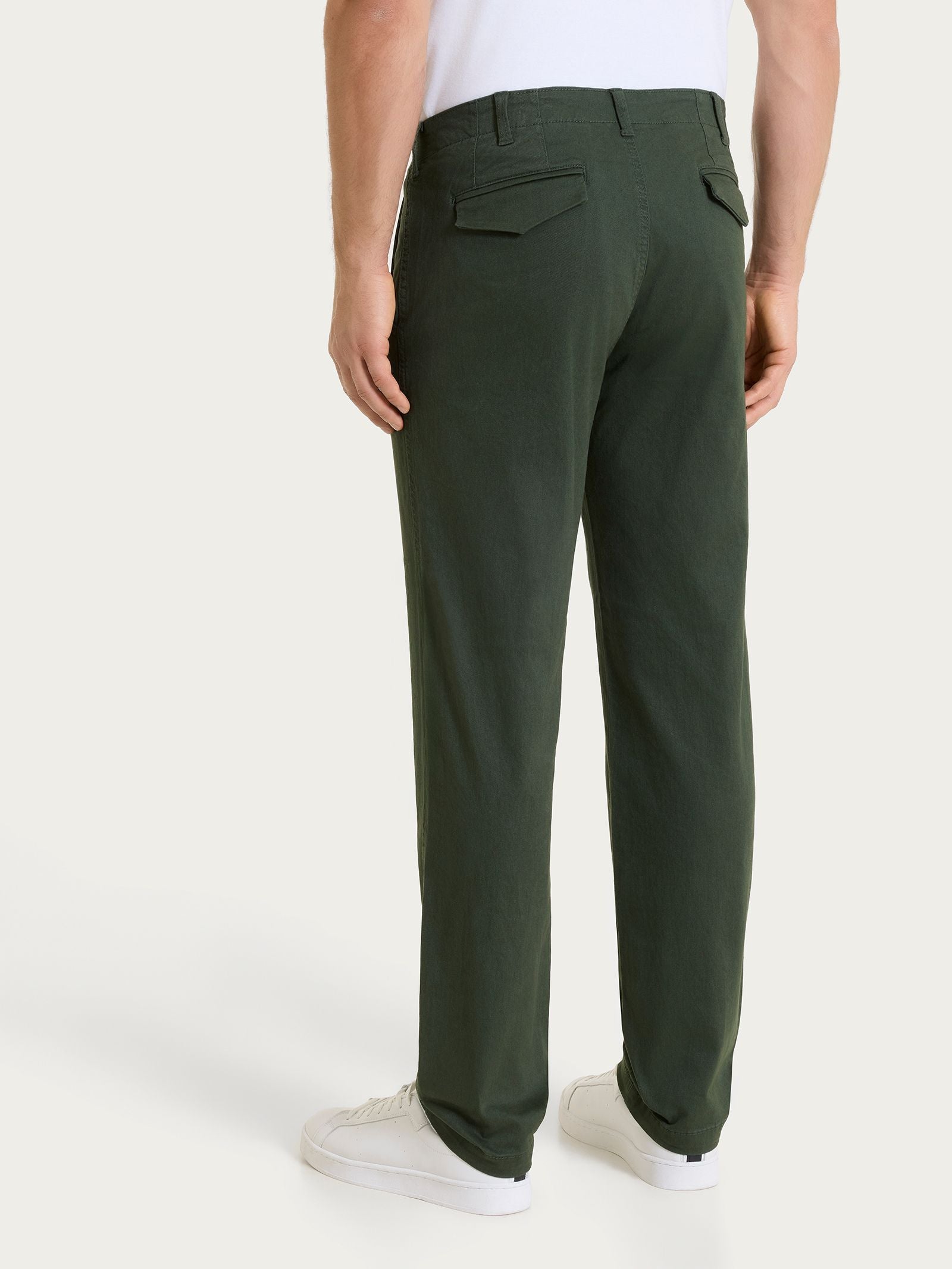 Pantaloni Chino in Twill di Cotone Verdi Uomo - Ragno