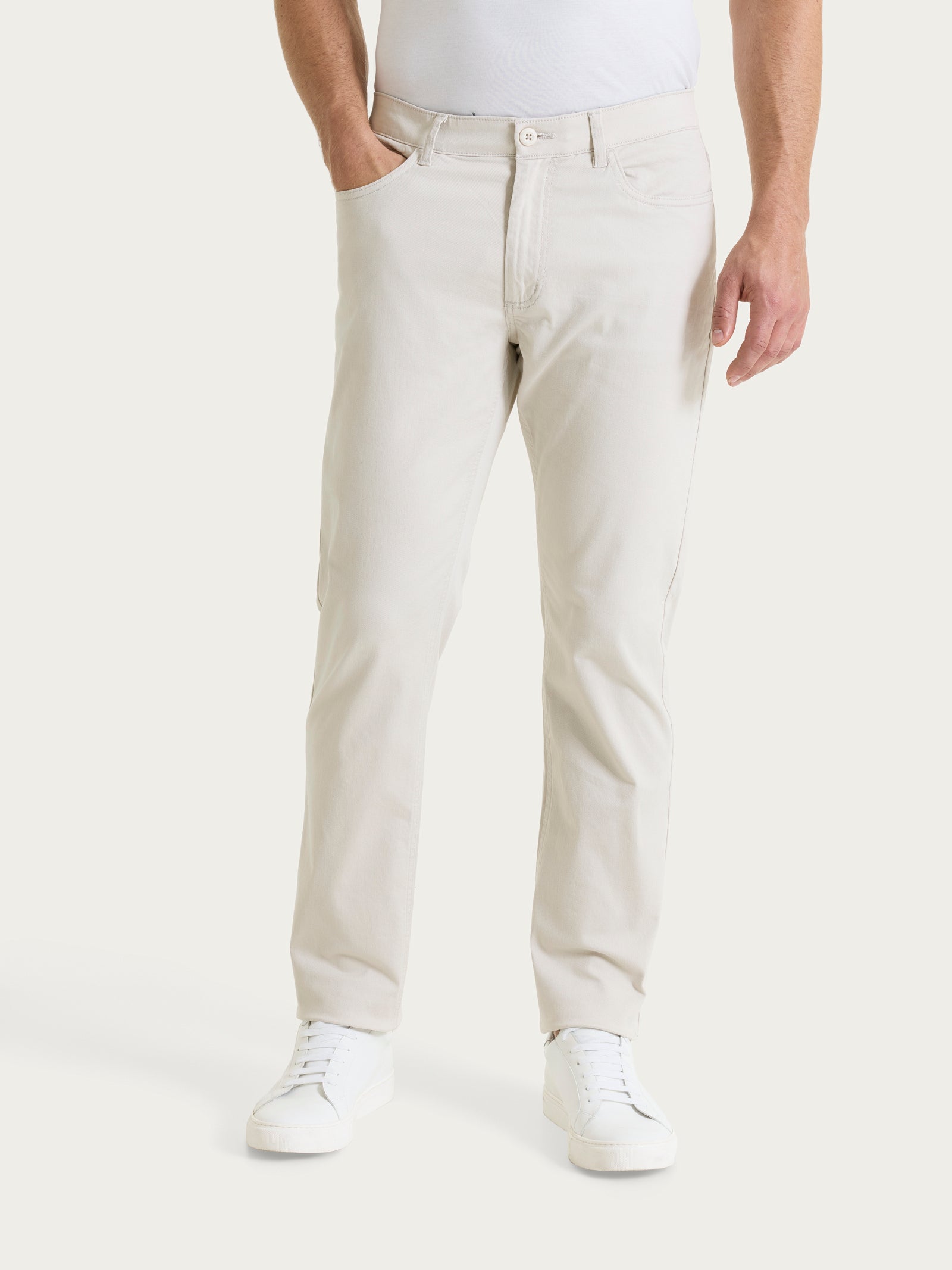 Pantaloni 5 Tasche in Twill di Eco Cotton Bianchi Uomo - Ragno