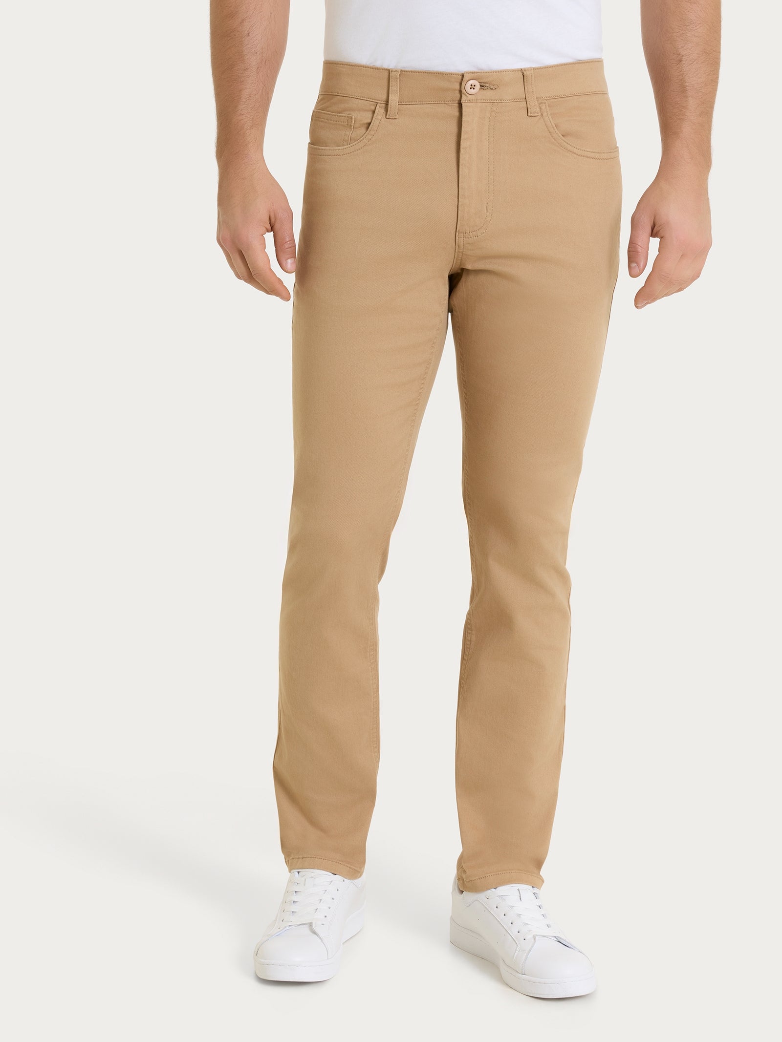 Pantaloni 5 Tasche in Twill di Cotone Marroni Uomo - Ragno