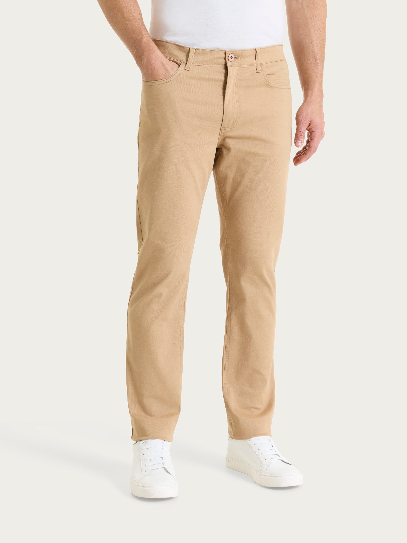 Pantaloni 5 Tasche in Twill di Eco Cotton Marroni Uomo - Ragno