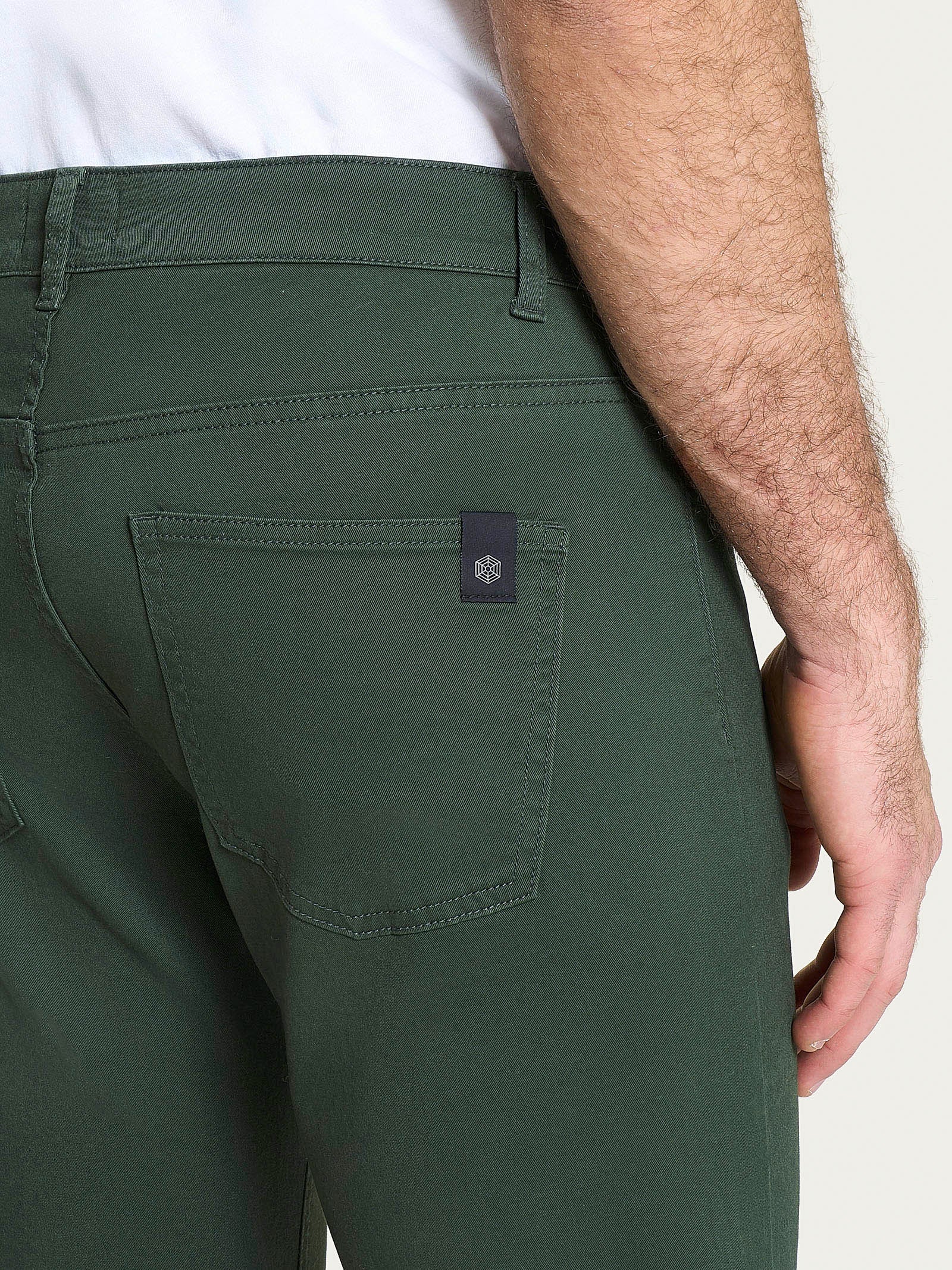 Pantaloni 5 Tasche in Twill di Eco Cotton Verdi Uomo - Ragno