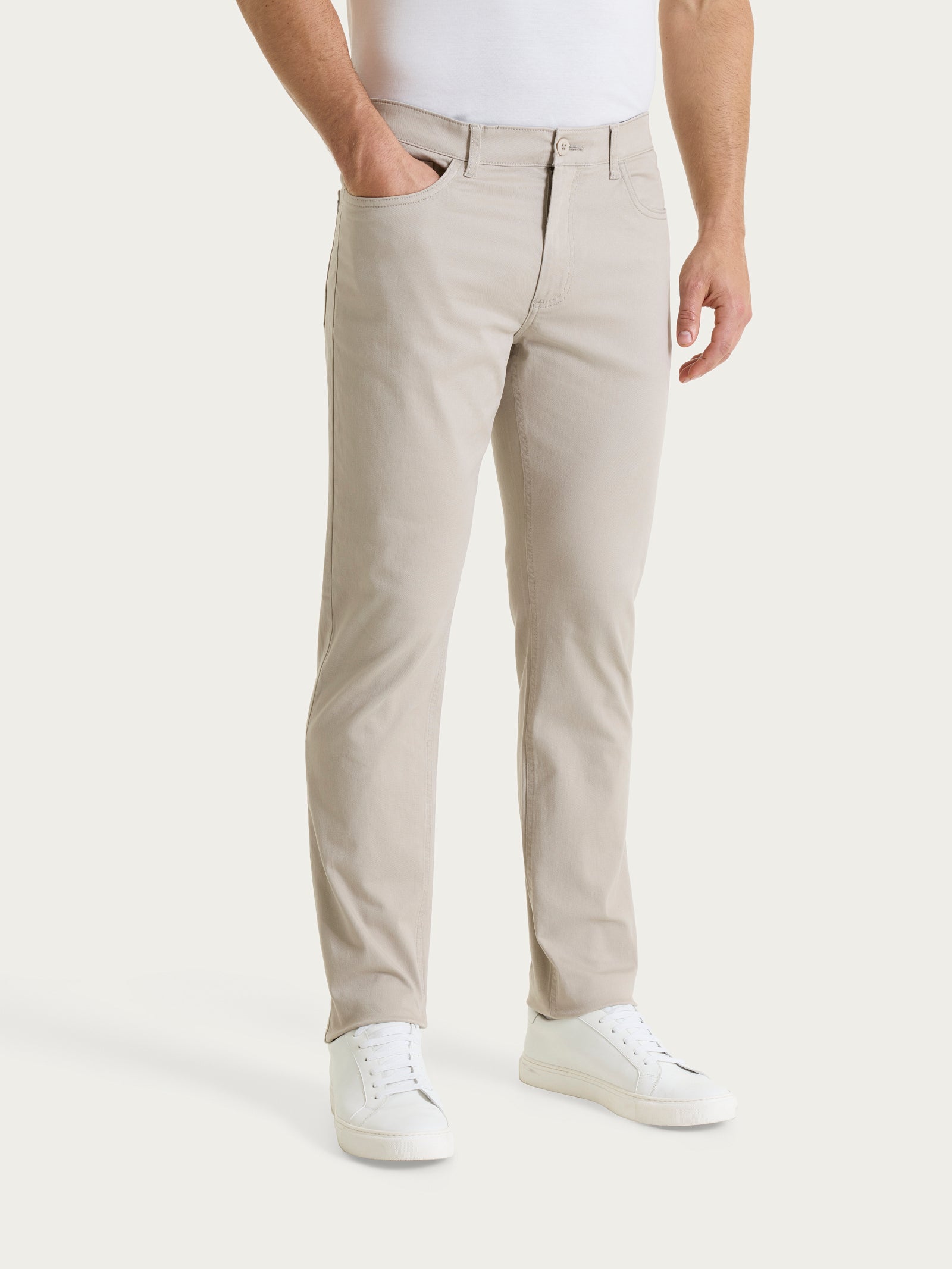 Pantaloni 5 Tasche in Twill di Eco Cotton Grigi Uomo - Ragno