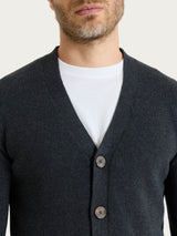 Cardigan in Winter Cotton Neri Uomo - Ragno