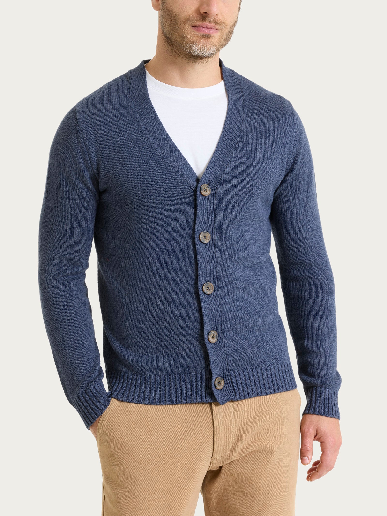 Cardigan in Winter Cotton Azzurri Uomo - Ragno
