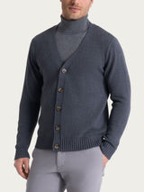 Cardigan in Winter Cotton Neri Uomo - Ragno