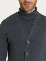 Cardigan in Winter Cotton Neri Uomo - Ragno