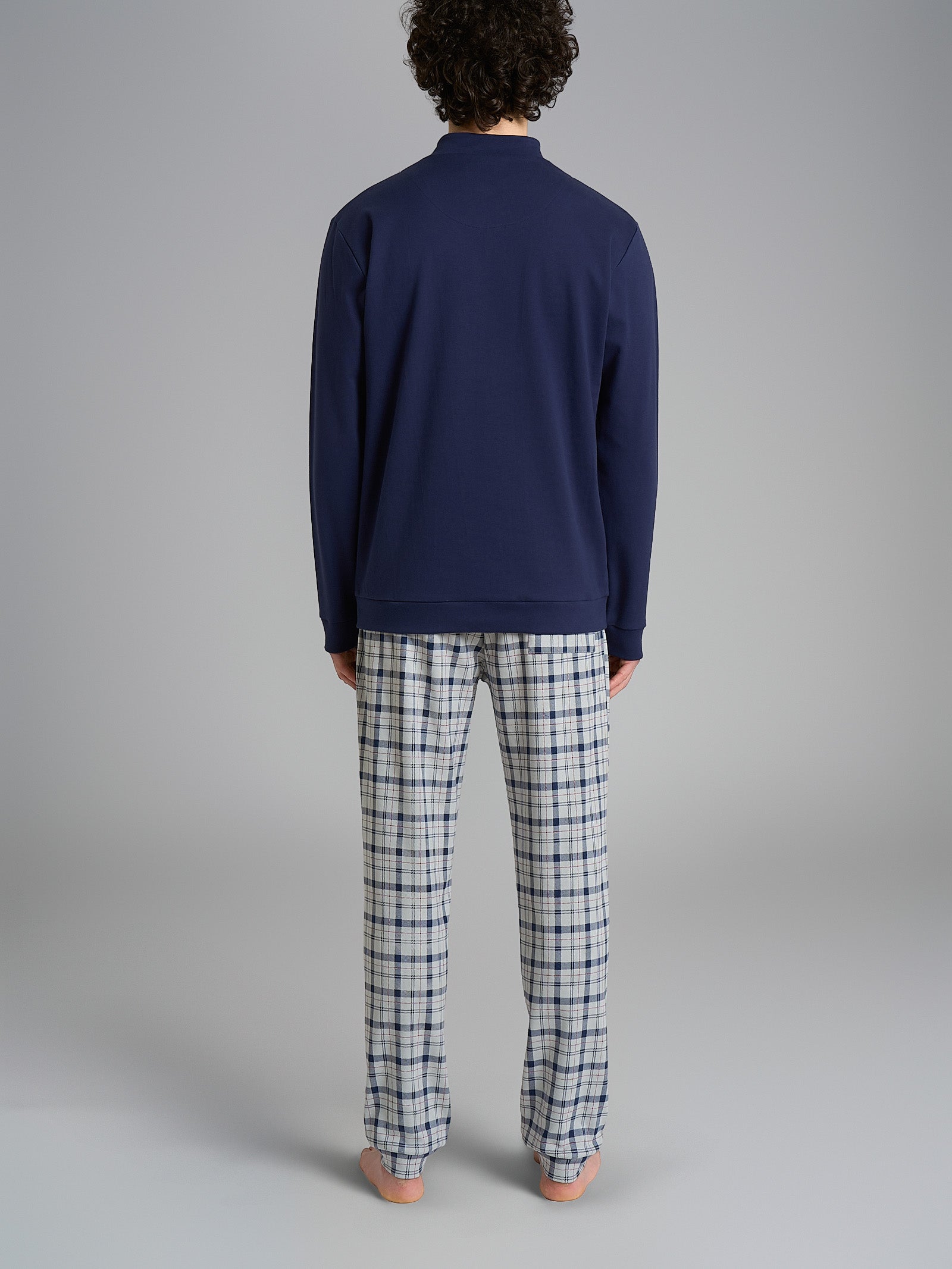 Pigiama lupetto con fantasia tartan in interlock di cotone Grigi Uomo - Ragno