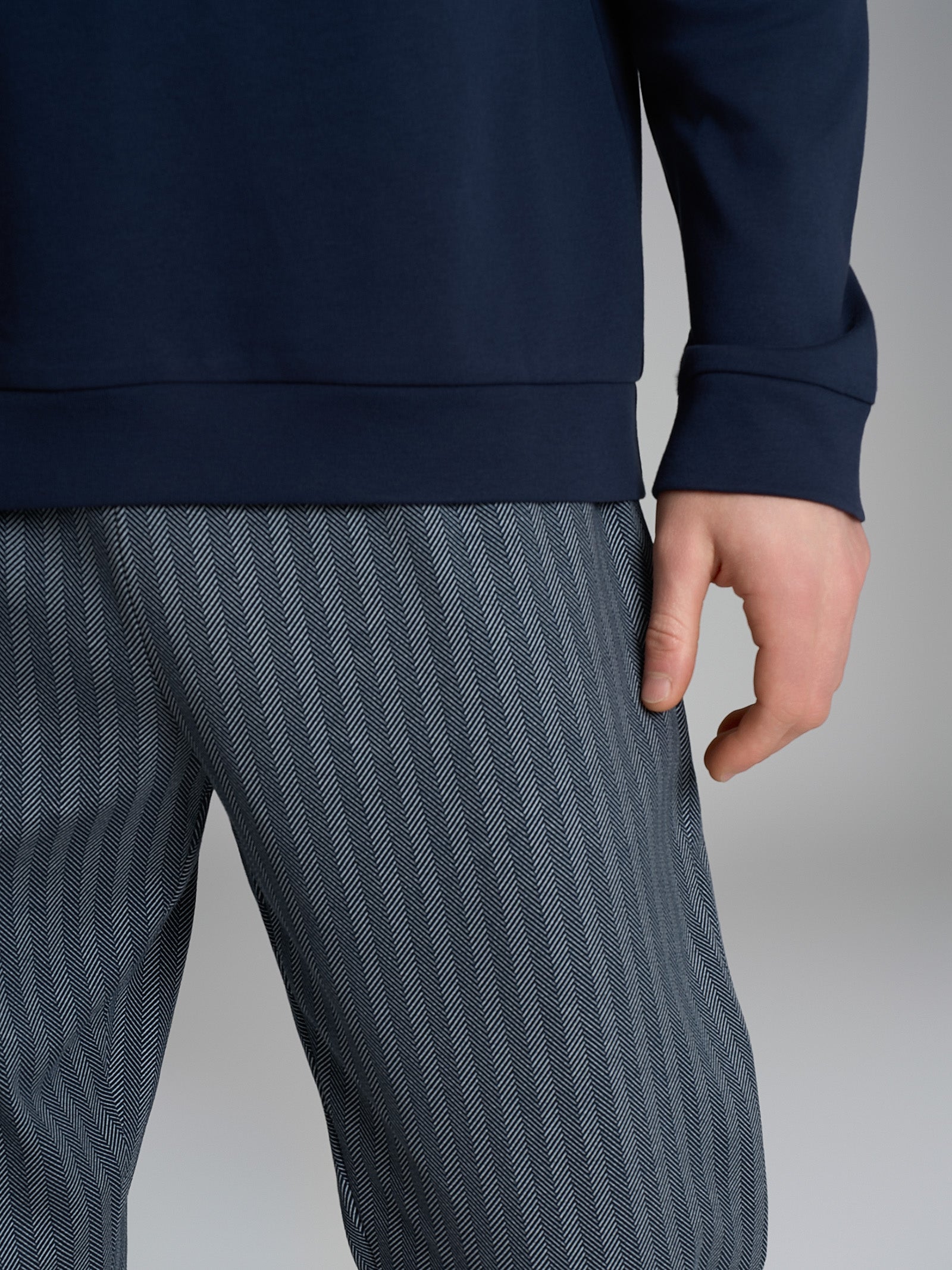 Pigiama spigato a serafino in interlock di cotone 44-56 Blu Uomo - Ragno