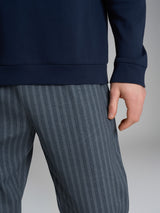 Pigiama spigato a serafino in interlock di cotone 44-56 Blu Uomo - Ragno