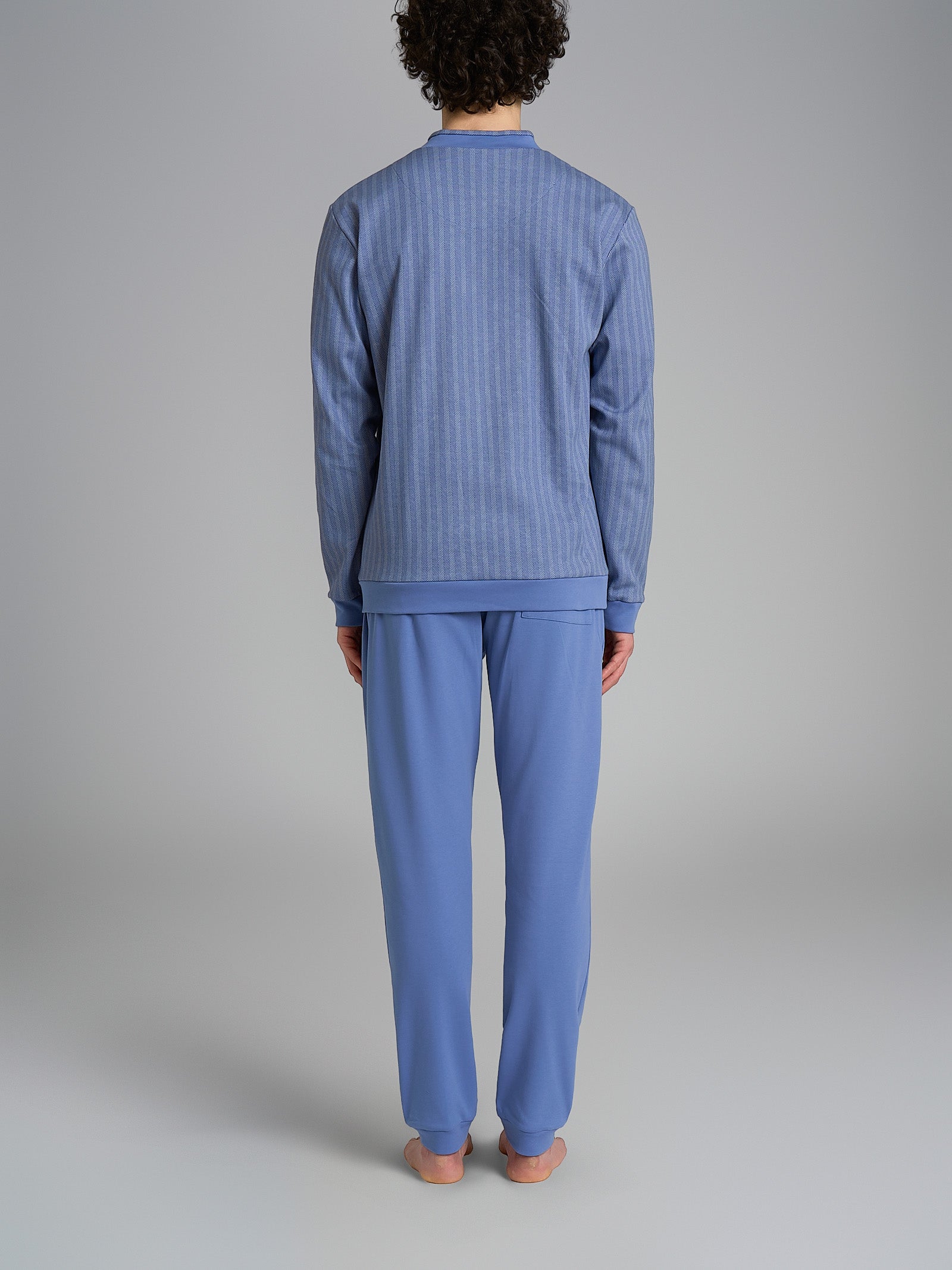 Pigiama spigato con scollo a V in interlock di cotone Azzurri Uomo - Ragno