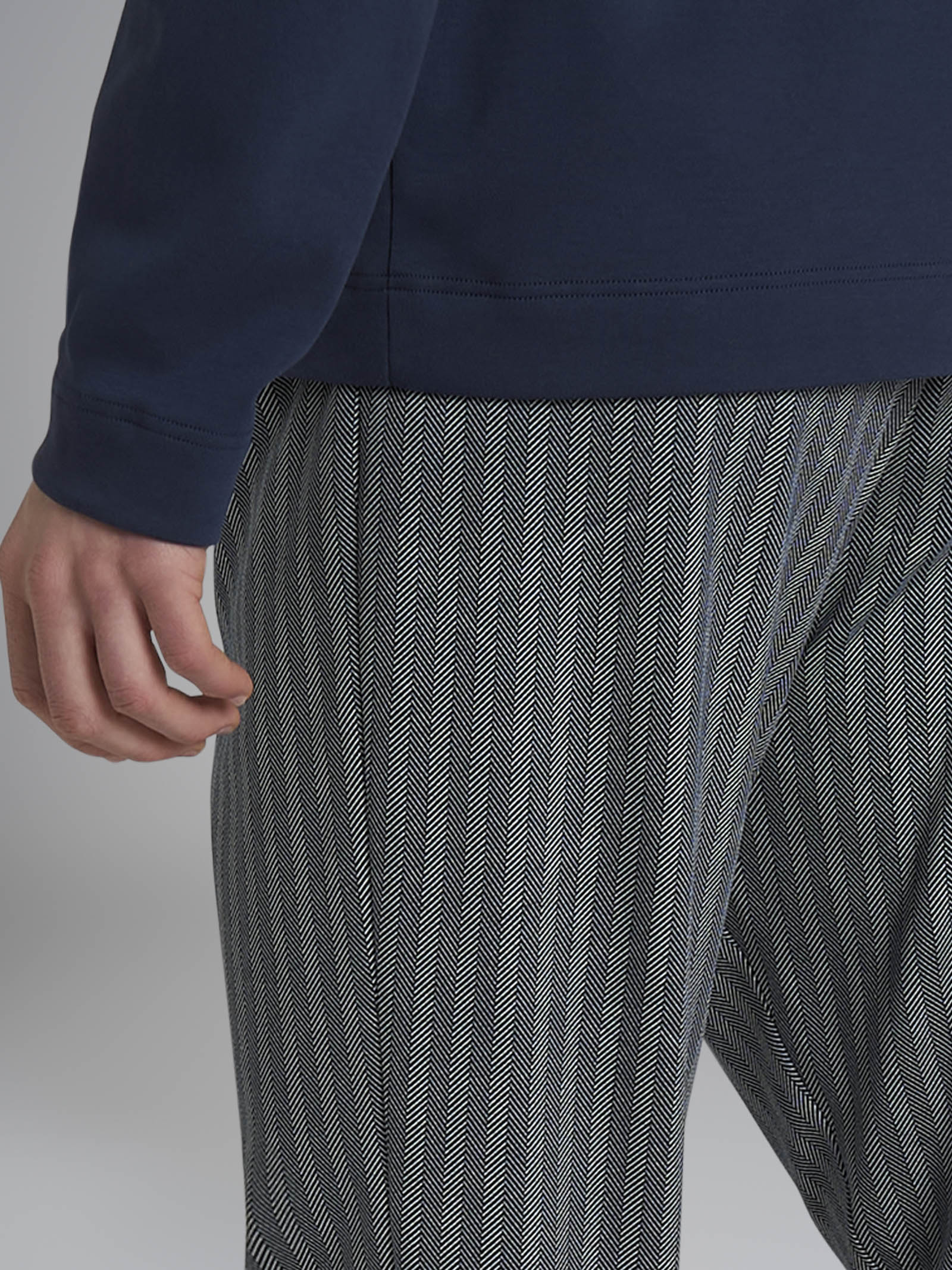 Pigiama spigato con girocollo in interlock di cotone Blu Uomo - Ragno