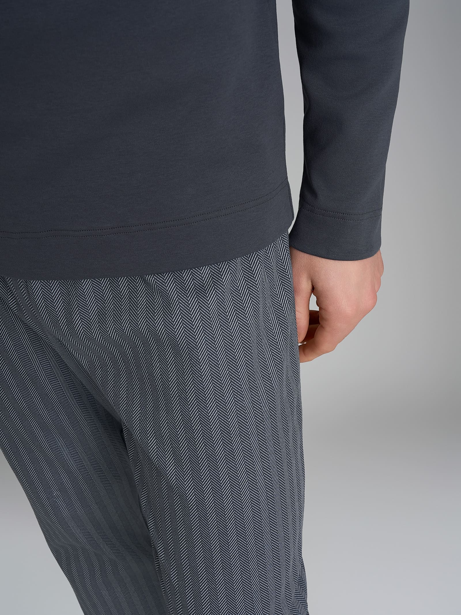 Pigiama spigato con girocollo in interlock di cotone Neri Uomo - Ragno