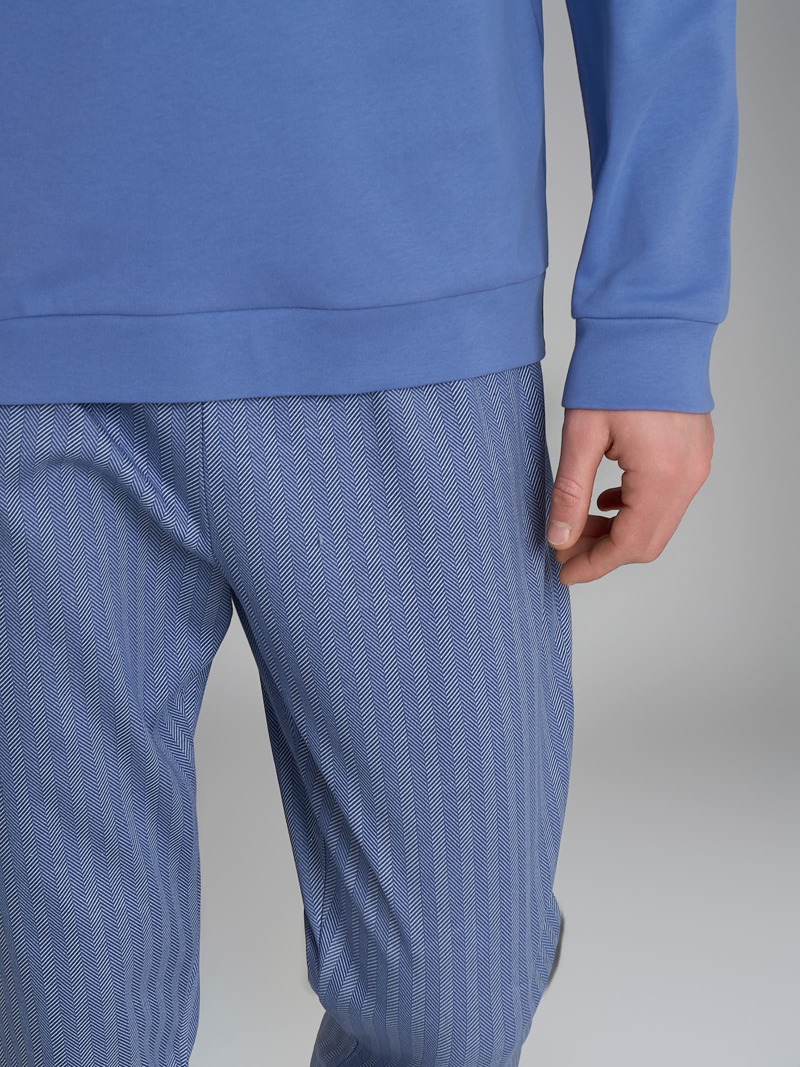 Pigiama spigato a serafino in interlock di cotone 58-60 Azzurri Uomo - Ragno