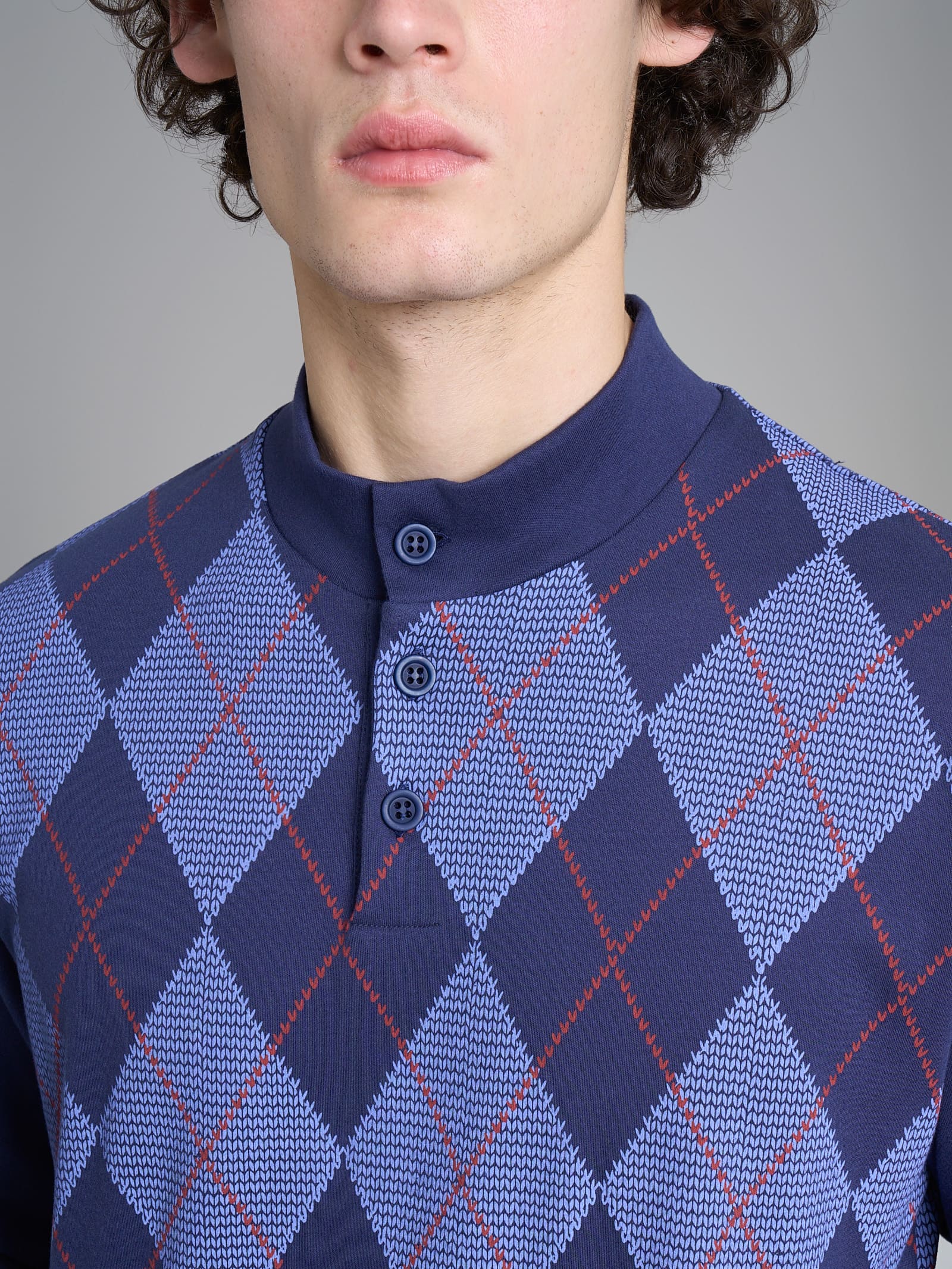 Pigiama tartan con collo lupetto in interlock di cotone Blu Uomo - Ragno