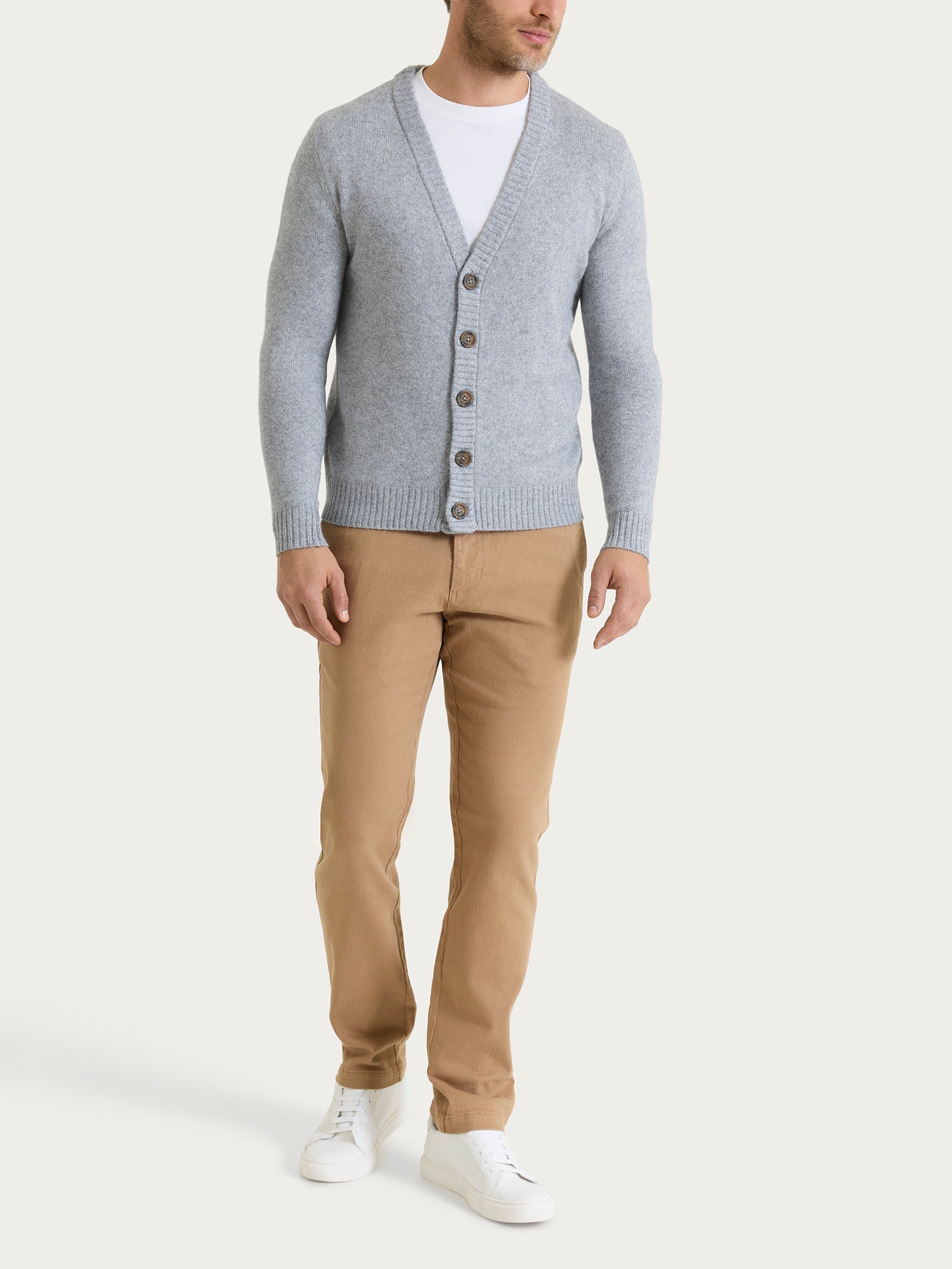 Cardigan con collo a lupetto in Natural Soft Neri Uomo - Ragno