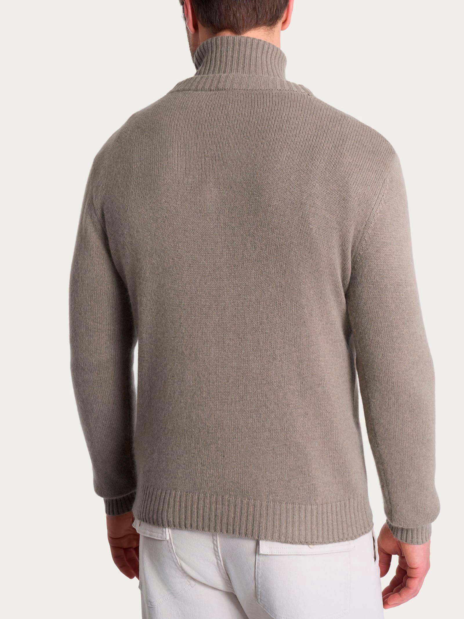 Cardigan con collo a lupetto in Natural Soft Grigi Uomo - Ragno