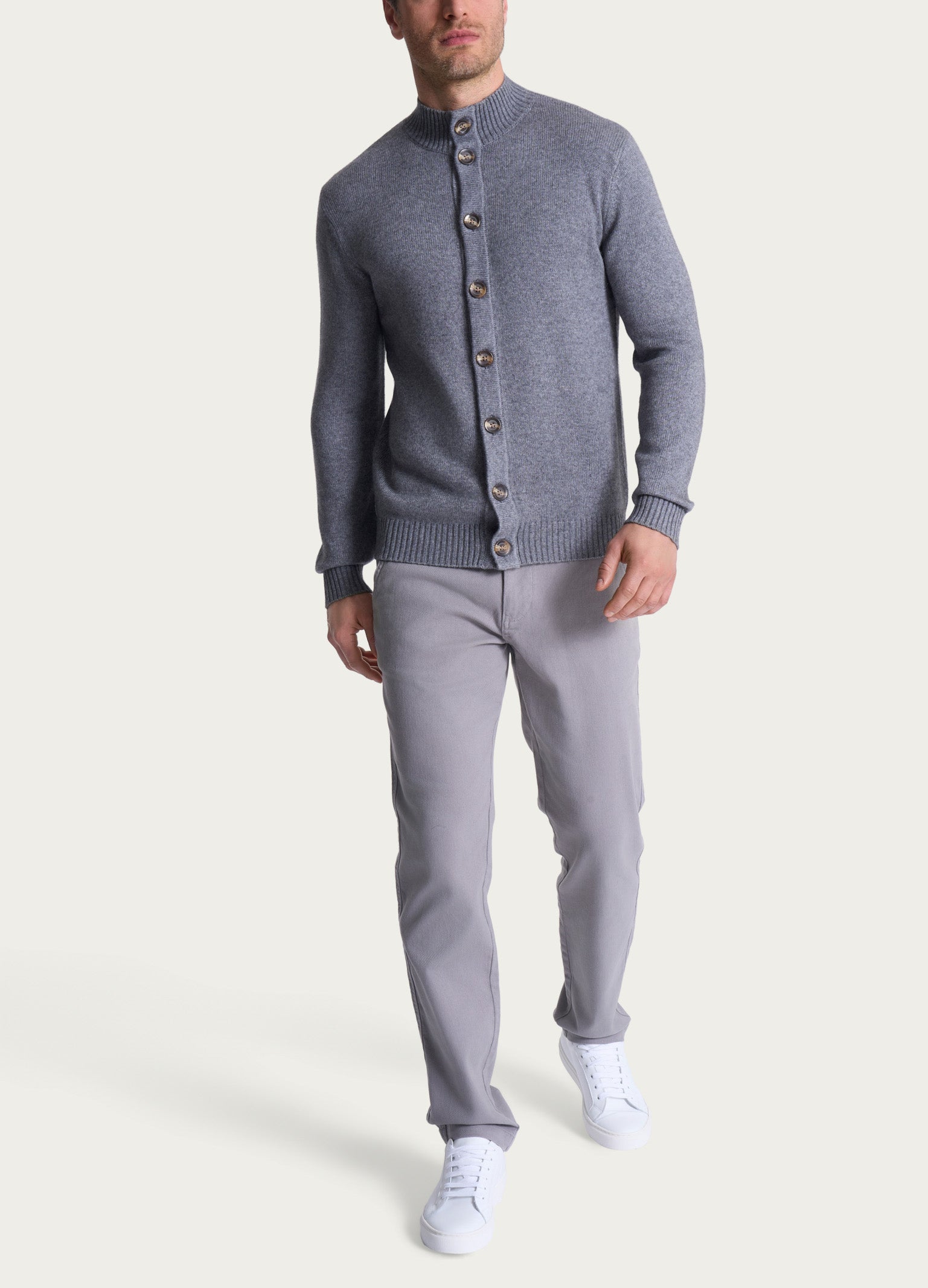 Cardigan con collo alto in Natural Soft Neri Uomo - Ragno