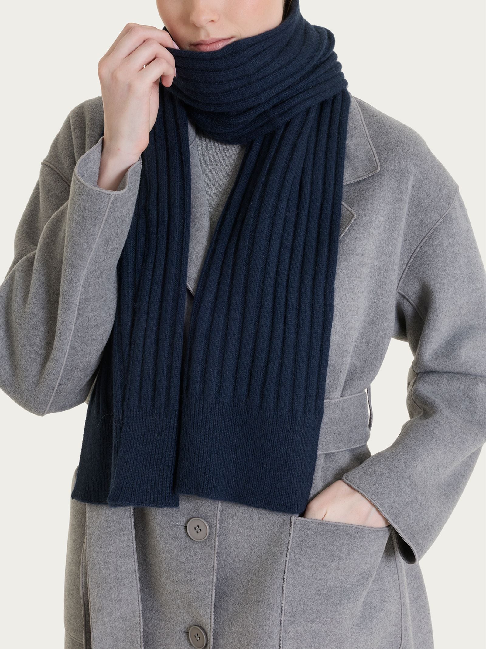 Sciarpa Unisex in Natural Soft Blu Donna - Ragno