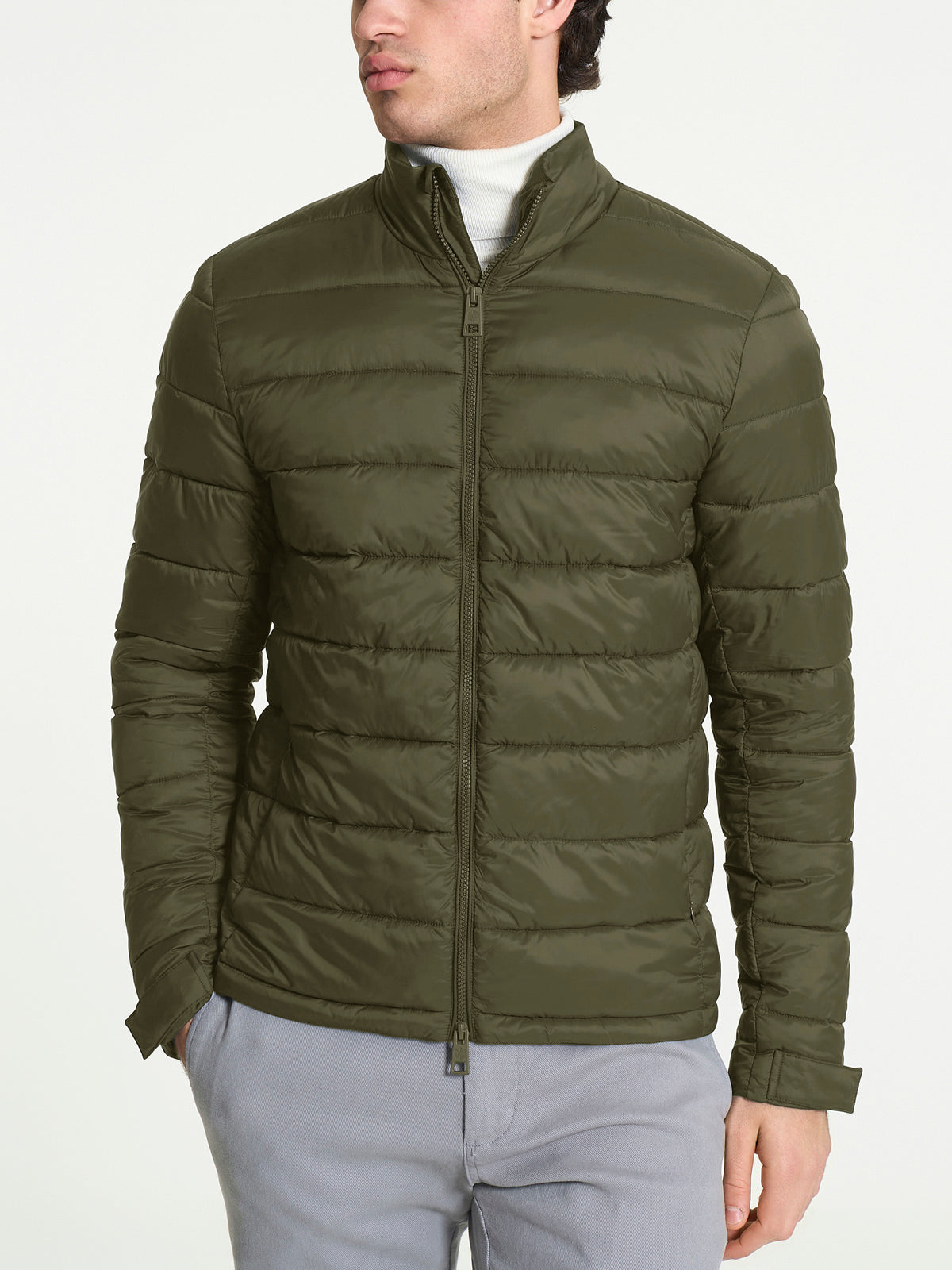 Satin Puffer piumino corto classico Verdi Uomo - Ragno