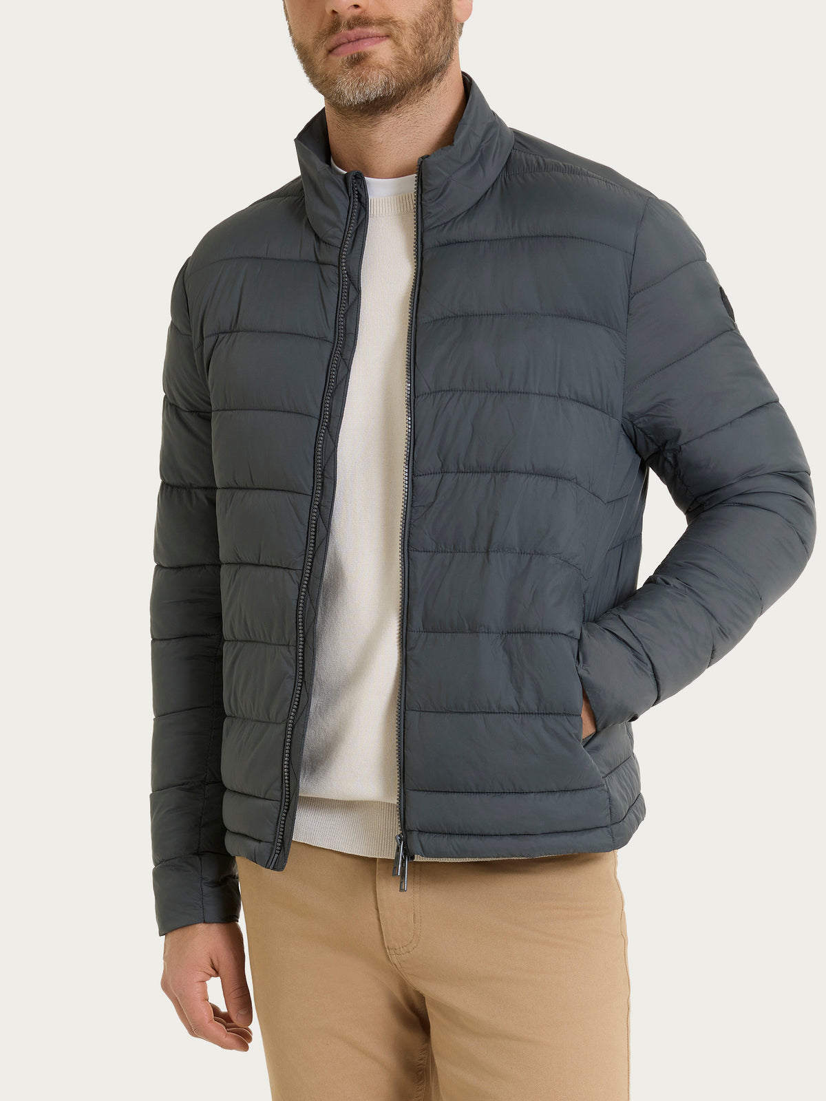 Satin Puffer piumino corto classico Grigi Uomo - Ragno
