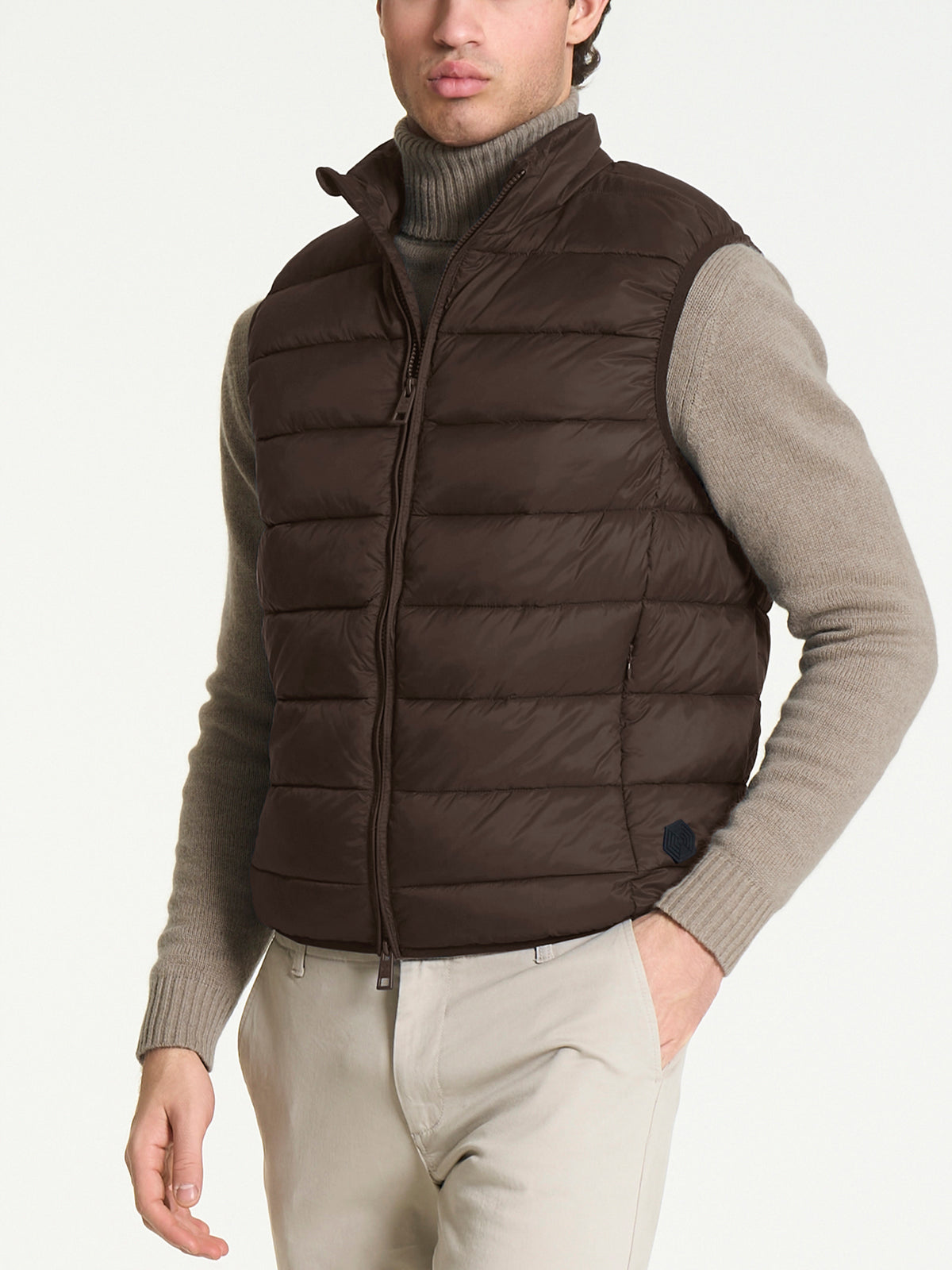 Satin Puffer piumino smanicato Marroni Uomo - Ragno