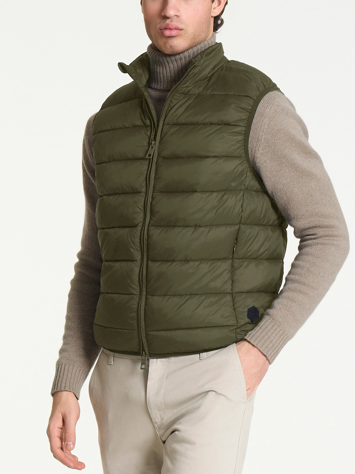 Satin Puffer piumino smanicato Verdi Uomo - Ragno
