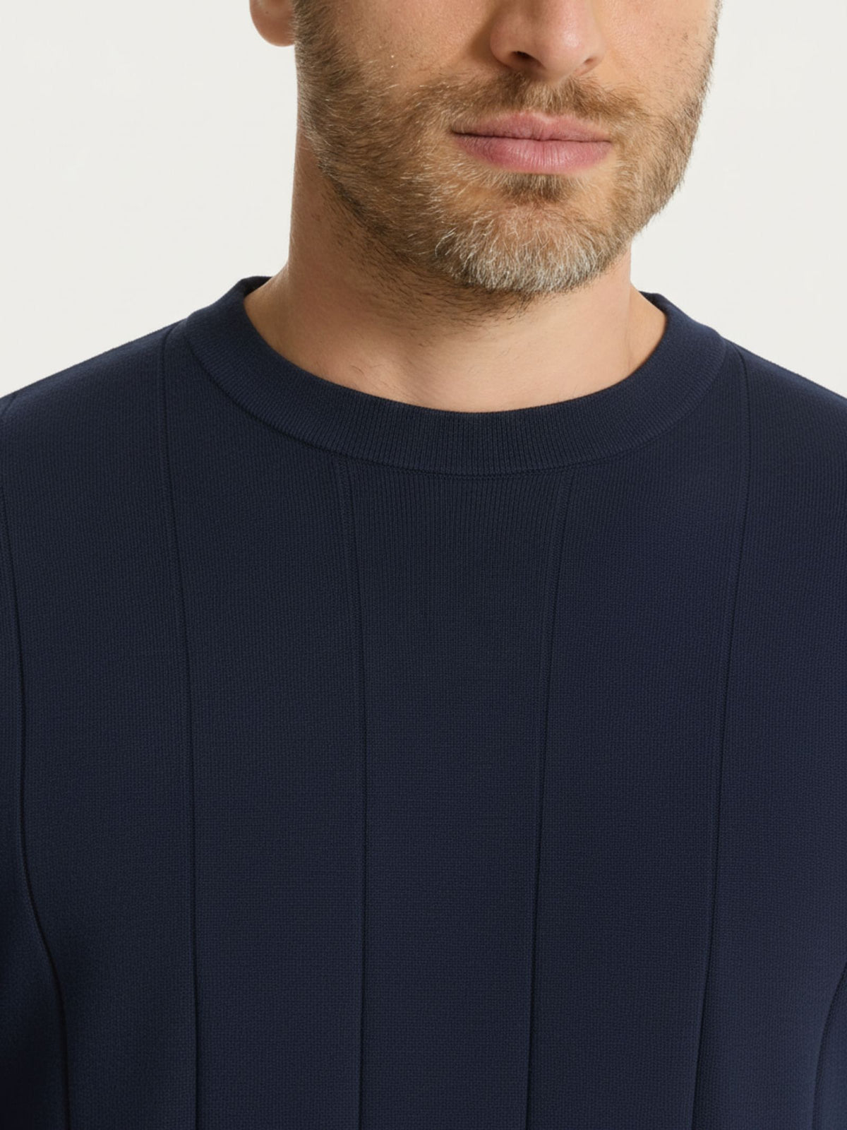 Maglia con manica corta a costa piatta in Puro Cotone Blu Uomo - Ragno