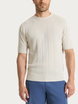 Maglia con manica corta a costa piatta in Puro Cotone Bianchi Uomo - Ragno
